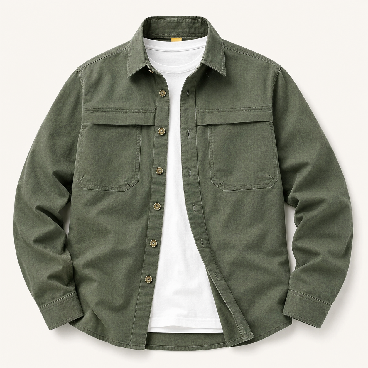 Olive Green Casual Overshirt