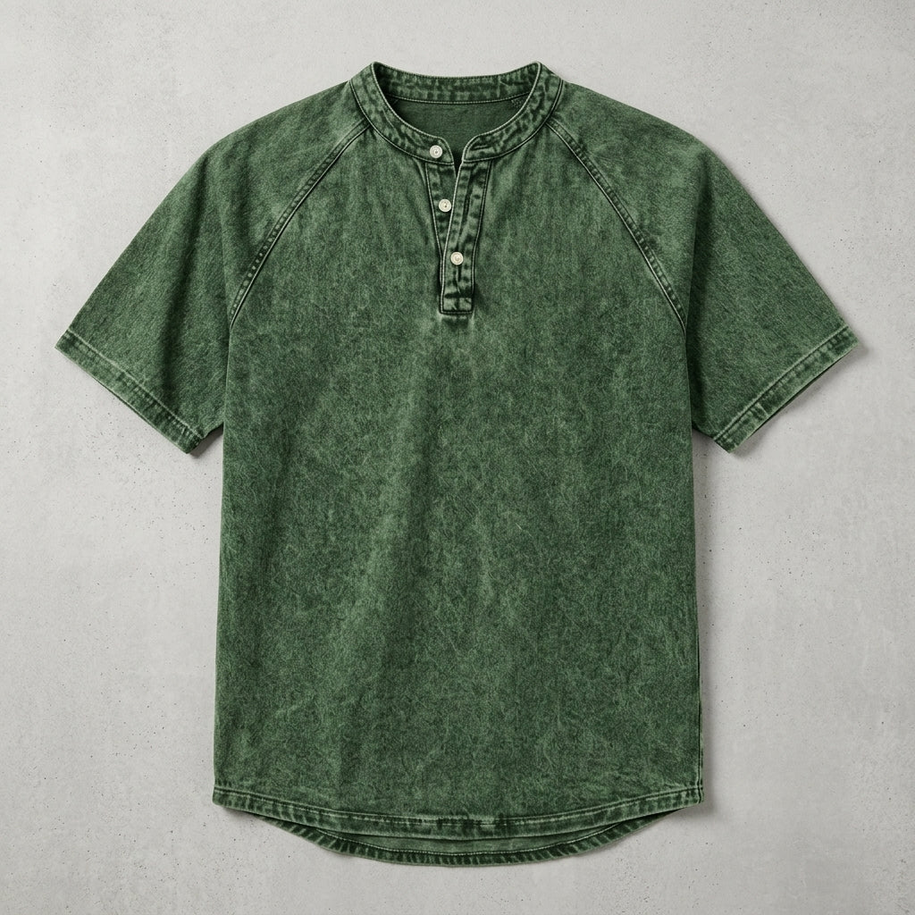 Washed Black Henley T-Shirt