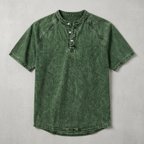 Washed Black Henley T-Shirt