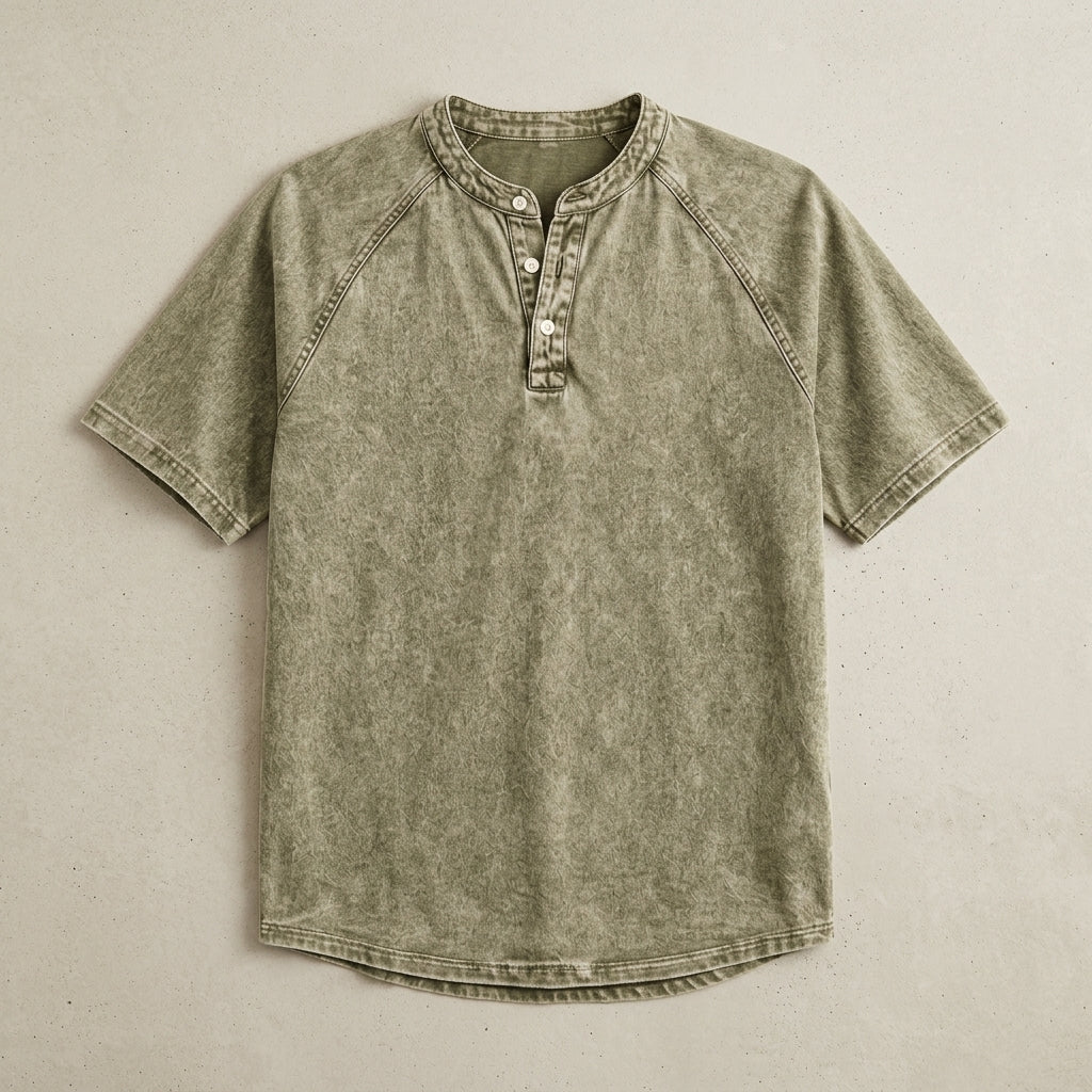 Washed Black Henley T-Shirt