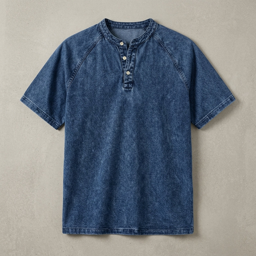Washed Black Henley T-Shirt