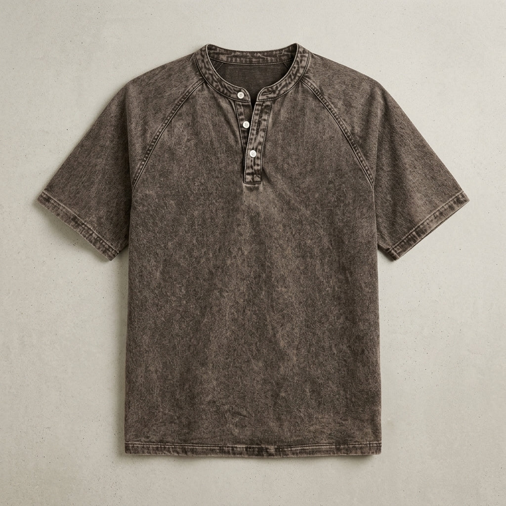 Washed Black Henley T-Shirt