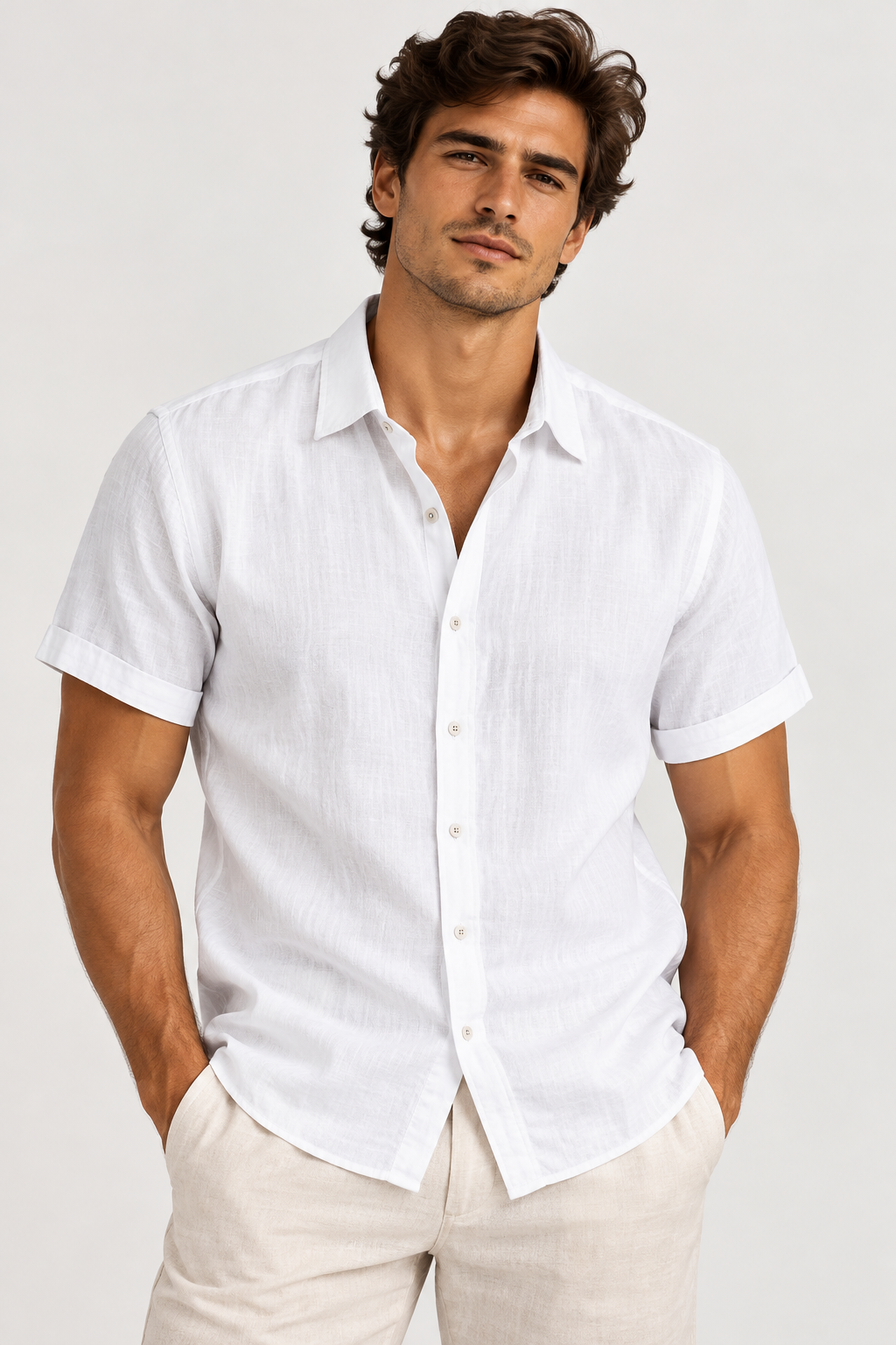 Classic Linen Short-Sleeve Shirt
